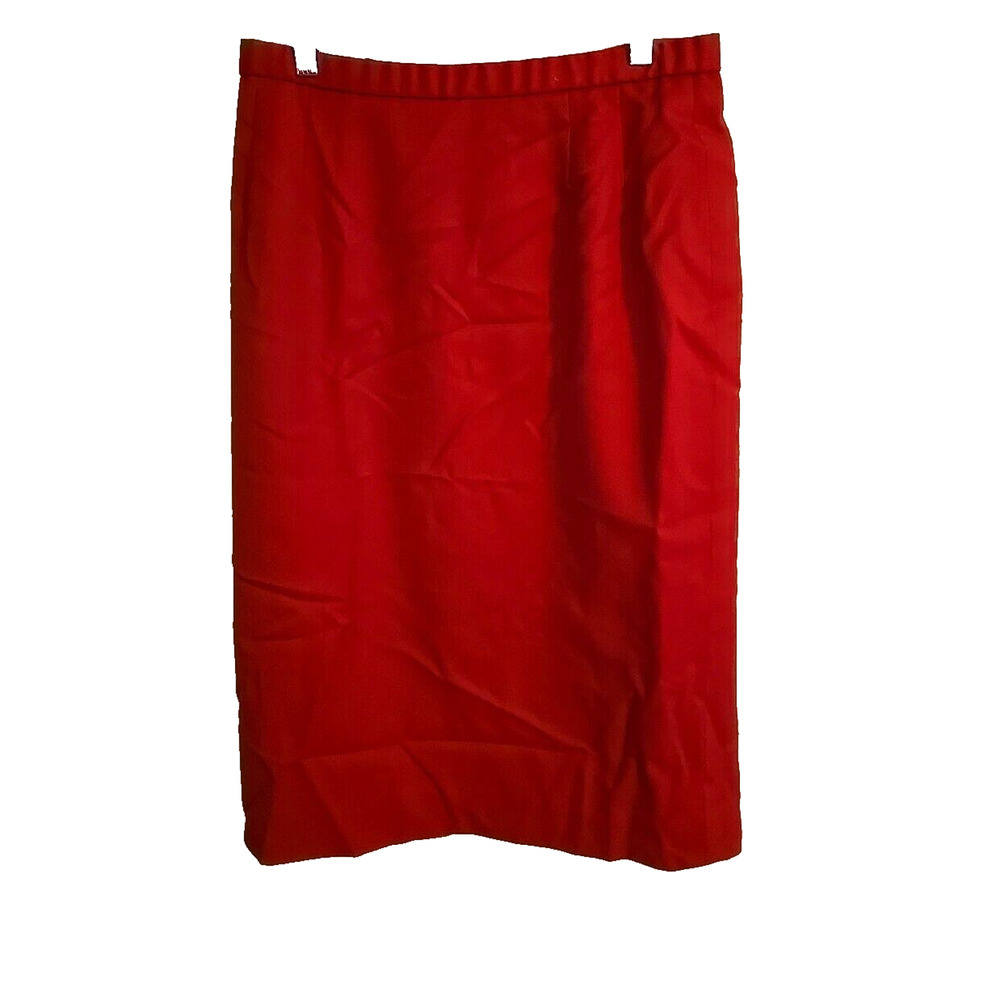 Pendleton Red Virgin Wool Lined Straight Pencil Career Casual Skirt Womens SZ 12